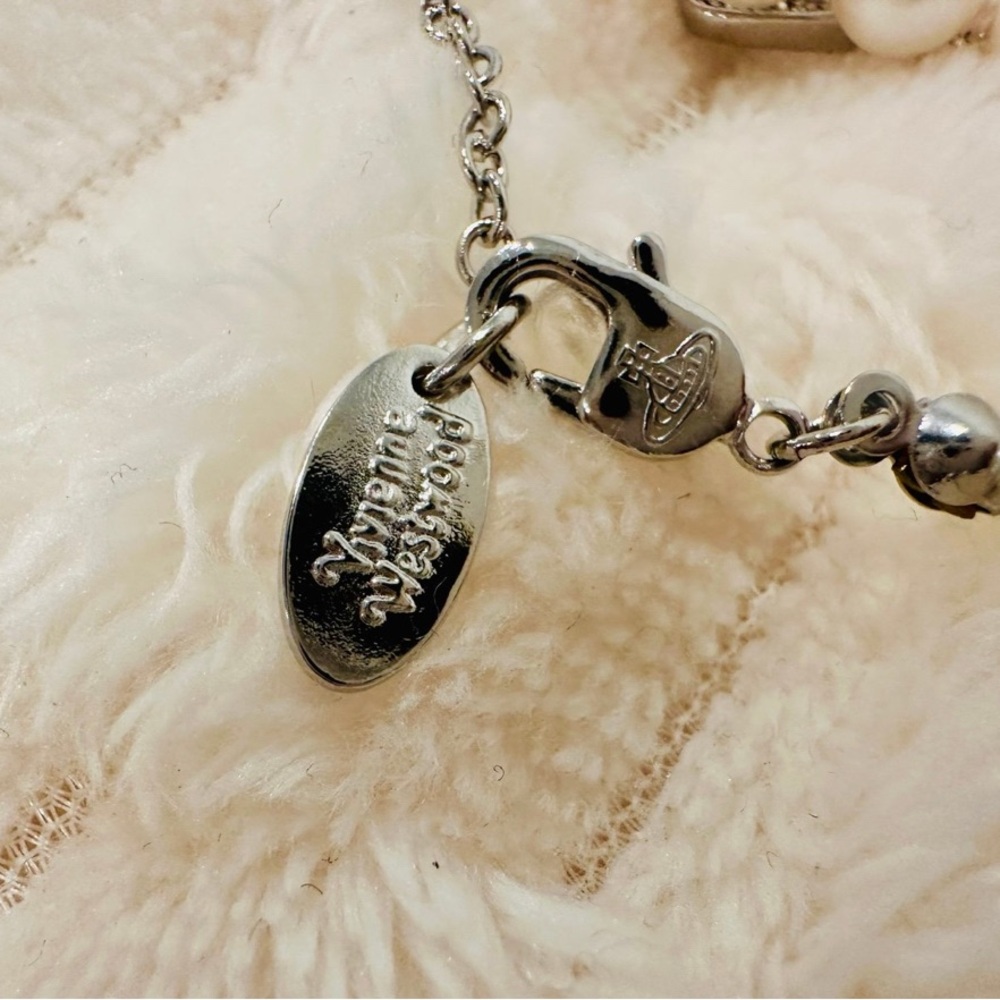 Vivienne Westwood Pearl Orb Choker Necklace Silver Tone Boxed Set New - Picture 5 of 7